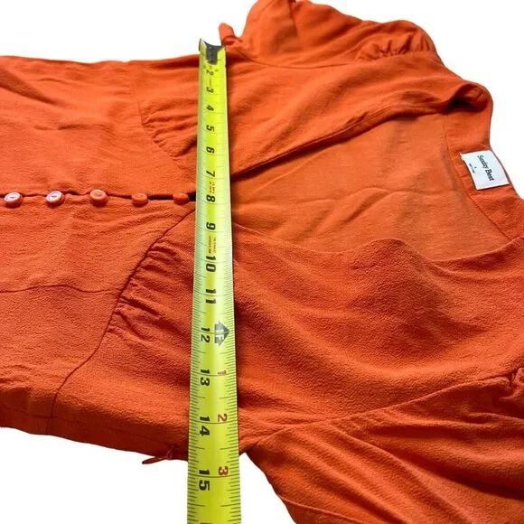 Aritzia Sunday Best Button Down Mini Dress Women Sz 4 Red Orange Short Sleeve - Picture 10 of 15